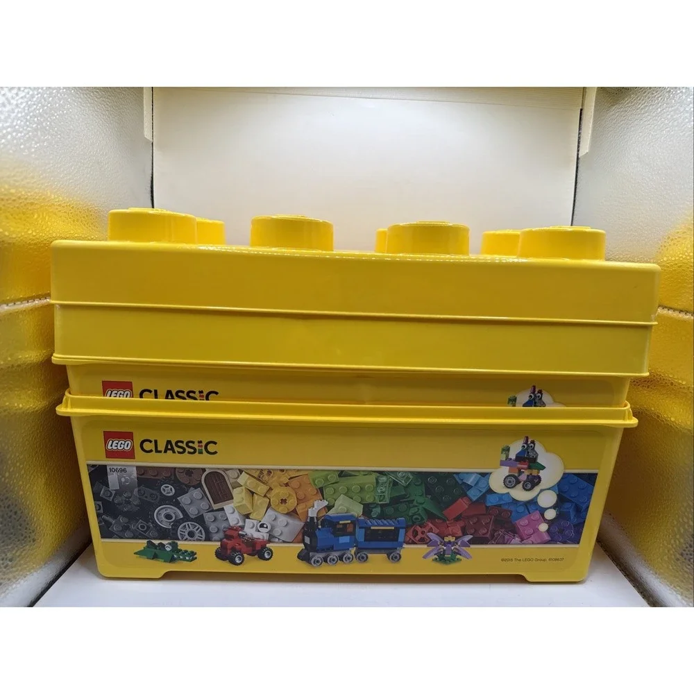 2 LEGO Storage Brick Case 8 Stud Large Yellow Container Plastic Bin 14x7x9.5